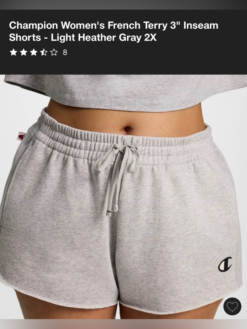 Champion Light Heather Gray French Terry Shorts - Gray